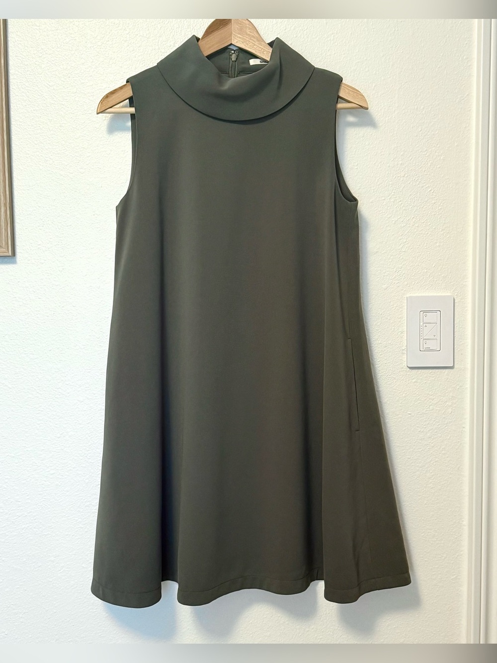Snidel Olive Green Collared Sleeveless A-Line Swing Dress (Size XS/S)
